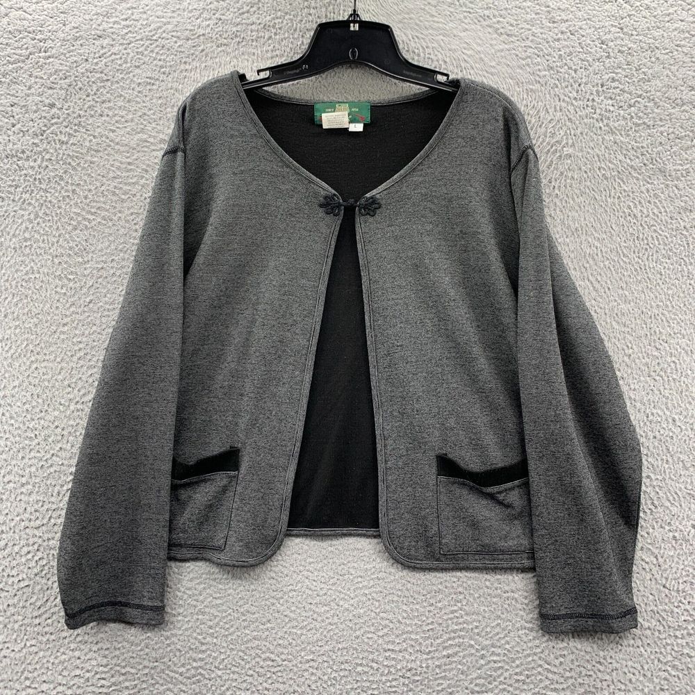 Orvis Charcoal Open-Front Knit Cardigan with Frog Closure, Size L